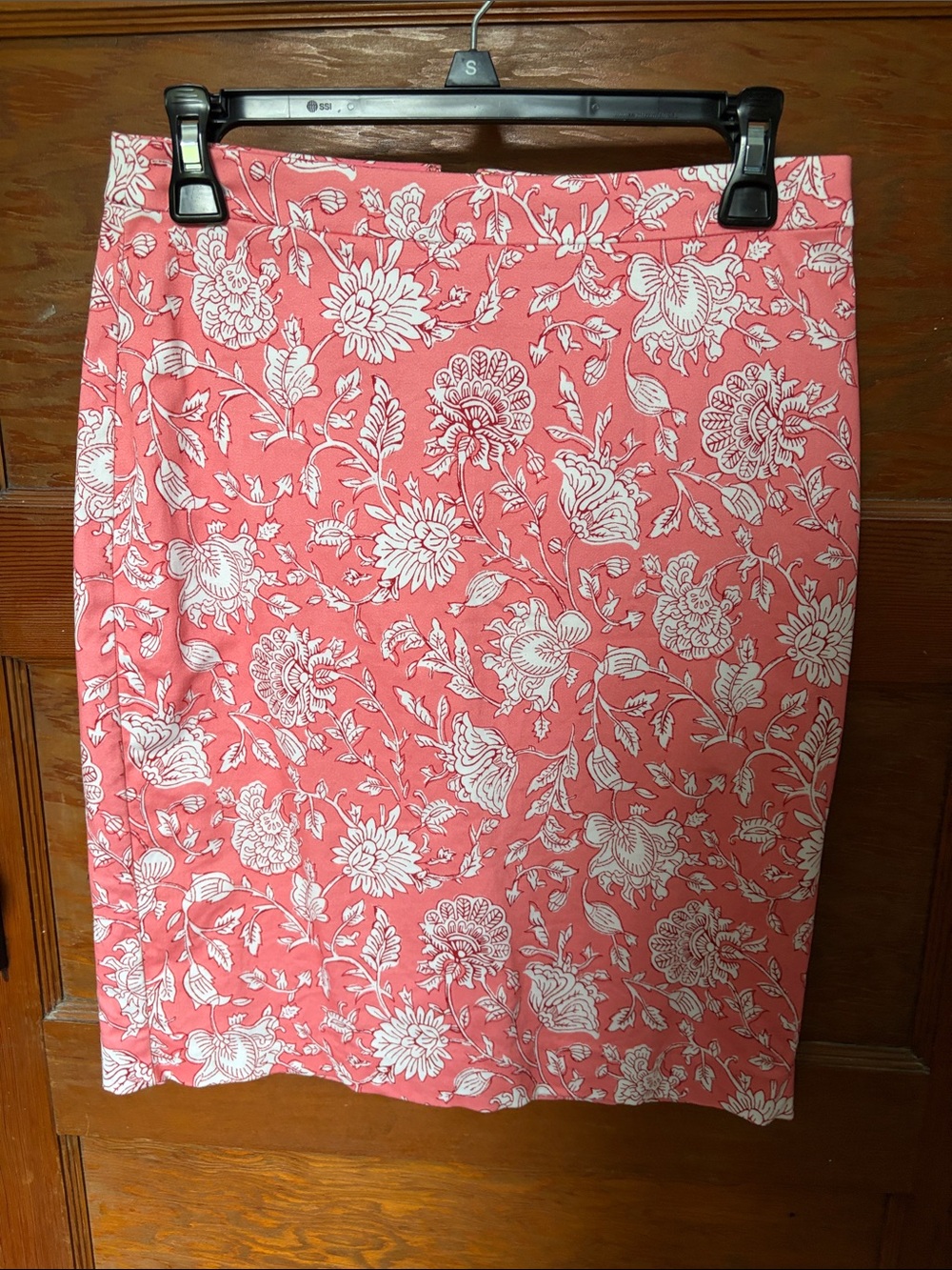J Crew Floral Print Coral Pencil Skirt